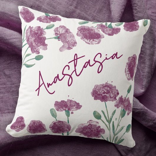 January Birth Month Carnation Personalized クッション