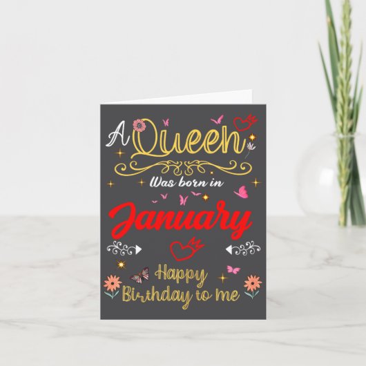 January Birthday A Queen Was Born In January Girl  カード (正面)