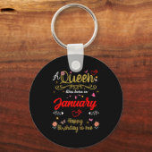 January Birthday A Queen Was Born In January Girl  キーホルダー (正面)