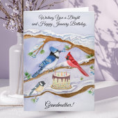 January Birthday Backyard Birds Grandmother カード