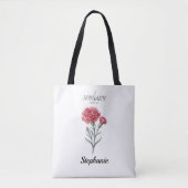 January Birthday Gift Carnation Birth Flower Art トートバッグ (正面)