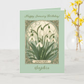 January Birthday Snowdrop Flowers Art Nouveau Styl カード (黄色い花)