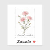 January Carnation Flowers  シール (シート)