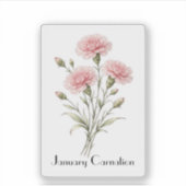 January Carnation Flowers  シール (正面)