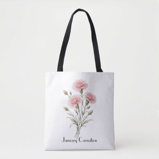 January Carnation Flowers  トートバッグ (正面)
