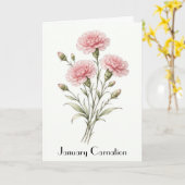 January Carnation Flowers Greeting カード (黄色い花)
