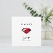 January Garnet Personalized Birthday カード (スタンド正面)