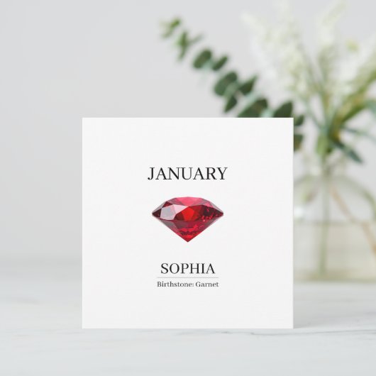January Garnet Personalized Birthday カード (スタンド正面)