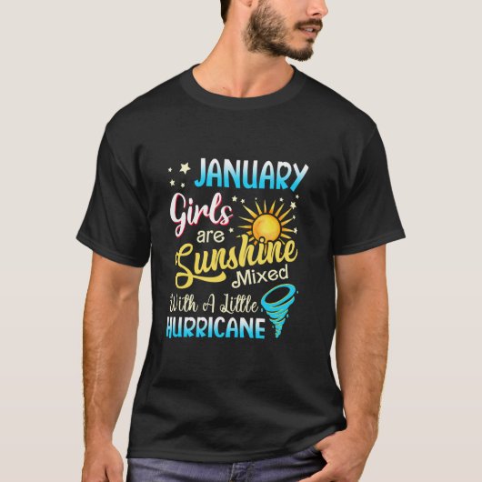 January Girls Are Sunshine Mixed Little Hurricane Tシャツ (正面)