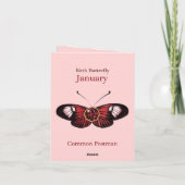 January Red Common Postman Butterfly Illustration カード (裏面)