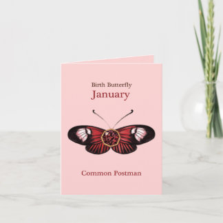 January Red Common Postman Butterfly Illustration カード