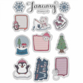 January Sticker Sheet – Cozy Bears & Winter Magic シール (正面)