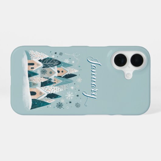 January Winter Village iPhone 16ケース (裏面横)