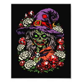 January Zombie Witch with Gems and Flowers フォトプリント