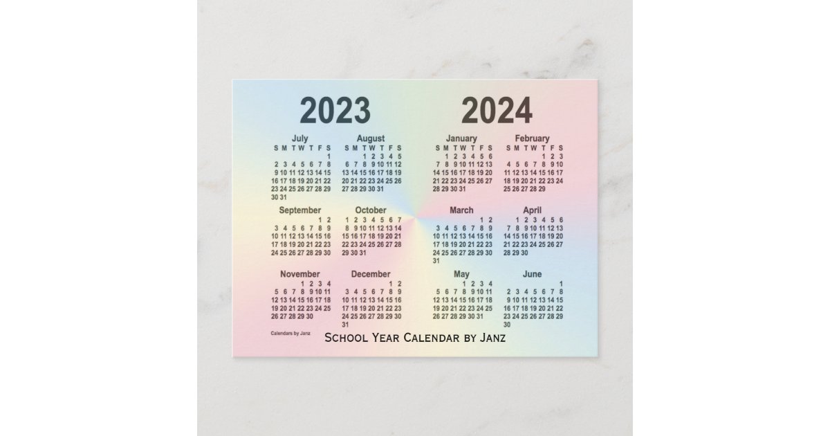 Janz著23 24年の虹の雲の学校のカレンダー ポストカード Zazzle Co Jp