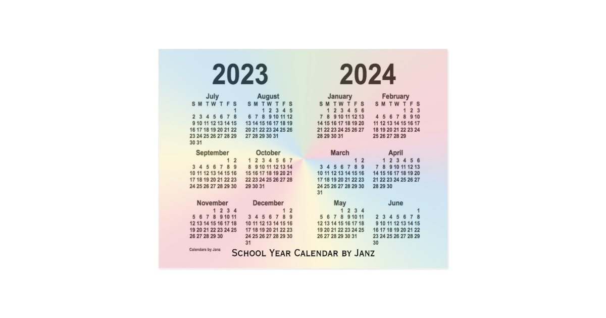 Janz著23 24年の虹の雲の学校のカレンダー ポストカード Zazzle Co Jp