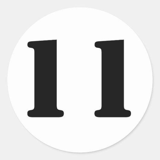 Janzによるステンシル番号11 Eleven White ラウンドシール (正面)