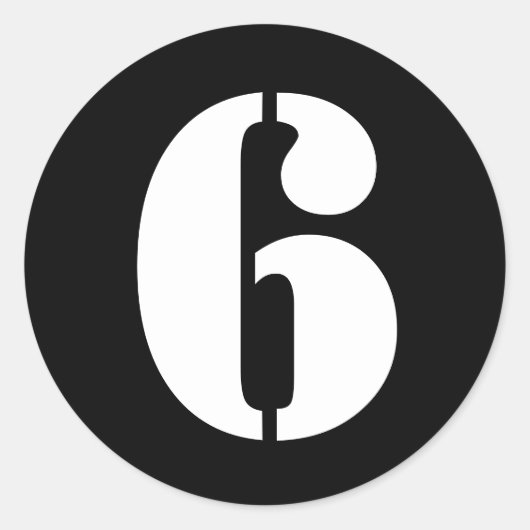 Janzによるステンシル番号6 Six Black ラウンドシール (正面)