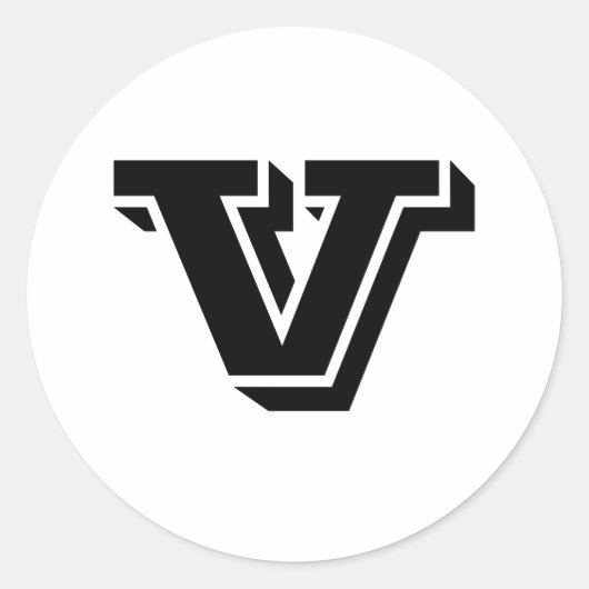 Janzによる大文字V小ラウンドステッカー ラウンドシール (正面)