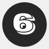 Janzによる6つの大きな丸い黒の数のシール ラウンドシール (正面)