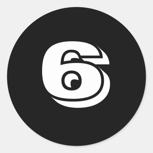 Janzによる6つの大きな丸い黒の数のシール ラウンドシール (正面)