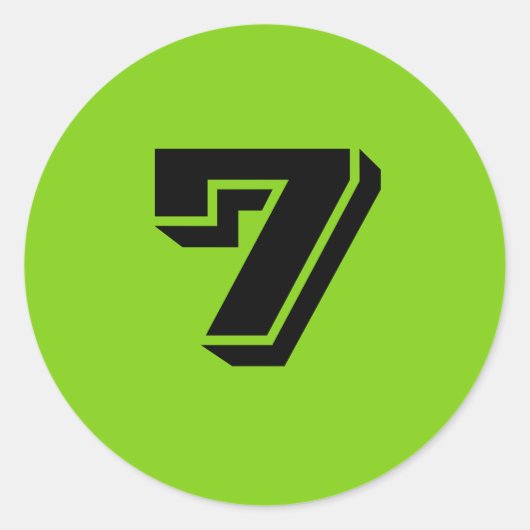 Janzによる7つの大きな丸い緑の数ステッカー ラウンドシール (正面)