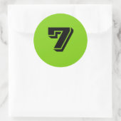 Janzによる7つの大きな丸い緑の数ステッカー ラウンドシール (バッグ)