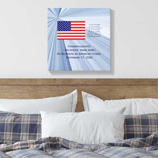 JanzによるDate付き米国市民権旗賞 キャンバスプリント (インサイチュ (寝室))