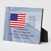 JanzによるDate付き米国市民権旗賞 フォトプラーク (側面)