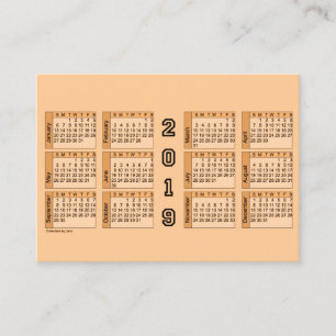Janzのぽっちゃりした名刺による2019年のモモのカレンダー 名刺