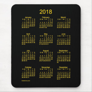 Janzのマウスパッドによる2018のネオンの金ゴールドのカレンダー マウスパッド