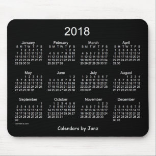 Janzのマウスパッドによる2018ネオン白いカレンダー マウスパッド