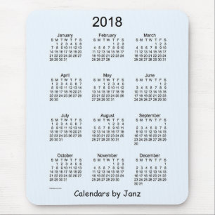 Janzのマウスパッドによる2018年のアリスの青いカレンダー マウスパッド