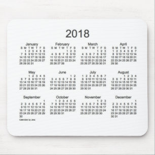 Janzのマウスパッドによる2018年の木炭および白のカレンダー マウスパッド