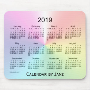 Janzのマウスパッドによる2019のきらめくのカレンダー マウスパッド