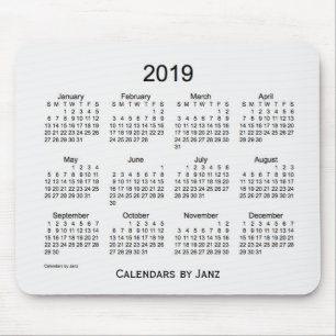 Janzのマウスパッドによる2019の白の煙のカレンダー マウスパッド