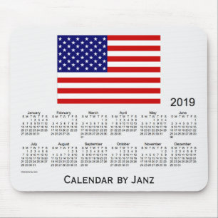 Janzのマウスパッドによる2019米国の旗のカレンダー マウスパッド