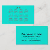 Janzの名刺による2018年のターコイズのカレンダー 名刺 (正面/裏面)