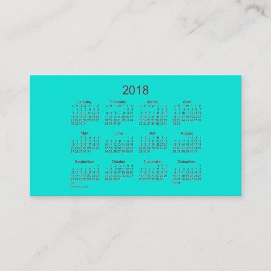 Janzの名刺による2018年のターコイズのカレンダー 名刺 (正面)