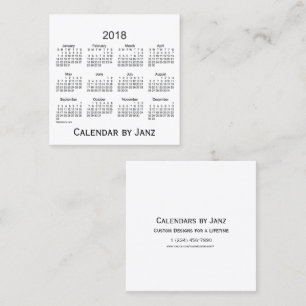 Janzの正方形の名刺による2018の白のカレンダー スクエア名刺