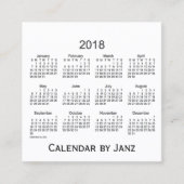Janzの正方形の名刺による2018の白のカレンダー スクエア名刺 (正面)