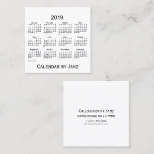 Janzの正方形の名刺による2019の白のカレンダー スクエア名刺