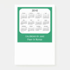 Janz著2016年の海緑のポスト・イットのカレンダー