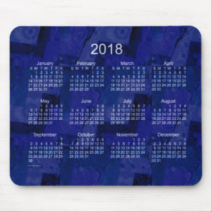 Janz著2018年のロイヤルブルーのパッチワークのカレンダー マウスパッド