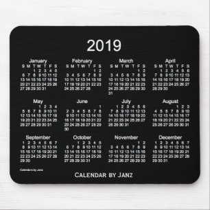 Janz著2019ネオン白いカレンダー マウスパッド
