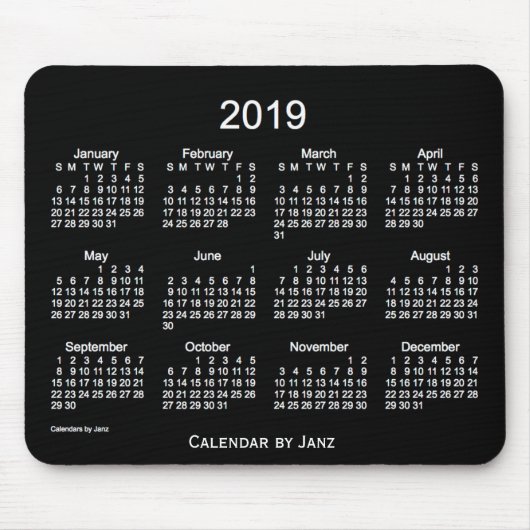 Janz著2019ネオン白いカレンダー マウスパッド (正面)