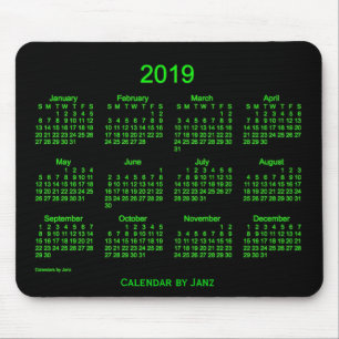 Janz著2019ネオン緑のカレンダー マウスパッド