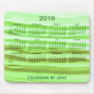 Janz著2019ライムのつや消しのカレンダー マウスパッド
