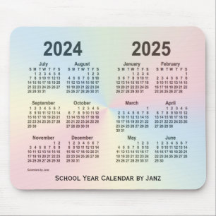 Janz著2024-2025年の虹の雲の学校のカレンダー マウスパッド
