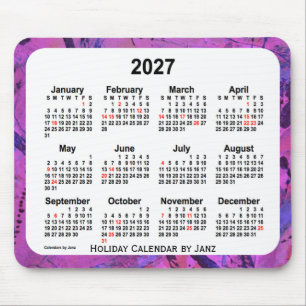 Janz著2027のマゼンタの休日の芸術のカレンダー マウスパッド